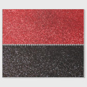 赤および黒のグリッター ラッピングペーパー (フラット)
