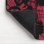 赤および黒のゴシック様式レースのスカル マウスパッド (コーナー)