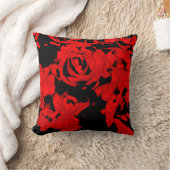 赤および黒のバラの装飾用クッション クッション (ブランケット)