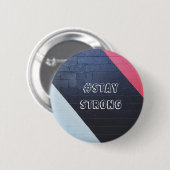 赤および黒の抽象的な強い幾何学的/滞在 缶バッジ (正面&裏面)