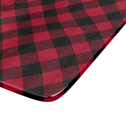 赤および黒の点検のバッファローの格子縞パターン カッティングボード (角)