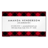 赤および黒の点検のバッファローの格子縞パターン マグネット名刺 (正面)