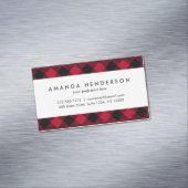 赤および黒の点検のバッファローの格子縞パターン マグネット名刺 (インサイチュ)