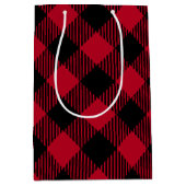 赤および黒の点検のバッファローの格子縞パターン ミディアムペーパーバッグ (正面)