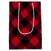 赤および黒の点検のバッファローの格子縞パターン ミディアムペーパーバッグ (裏面)