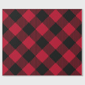 赤および黒の点検のバッファローの格子縞パターン ラッピングペーパー (フラット)