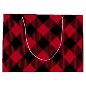 赤および黒の点検のバッファローの格子縞パターン ラージペーパーバッグ (裏面)