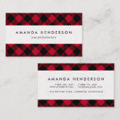 赤および黒の点検のバッファローの格子縞パターン 名刺 (正面/裏面)