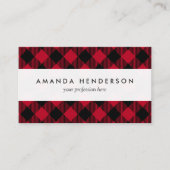 赤および黒の点検のバッファローの格子縞パターン 名刺 (正面)