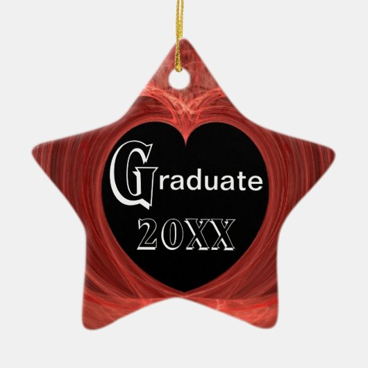 赤および黒はハート螺線形になりました セラミックオーナメント (正面)