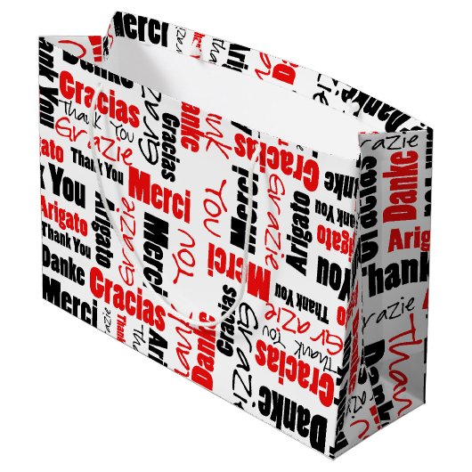 赤および黒は単語の雲感謝していしています ラージペーパーバッグ (裏面アングル)