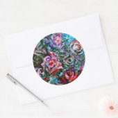 赤およびturqoise -ステッカーの抽象的なバラ ラウンドシール (封筒)