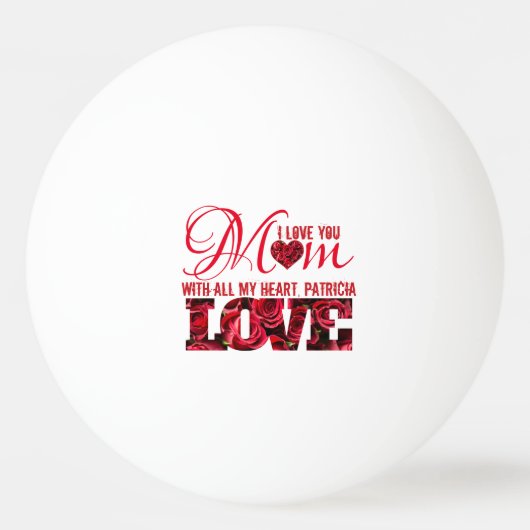 赤お母さん可愛いフローラモダン母の日 卓球ボール (正面)