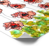 赤お洒落いカラフルケシの花のポスター ポスター (角)