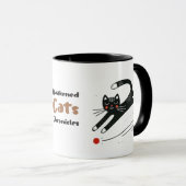 赤お洒落い点を追う黒猫 マグカップ (正面右)