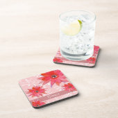 赤お洒落い花渦巻形の葉名Pinkを追加 コースター (右側)