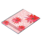 赤お洒落い花渦巻形の葉名Pinkを追加 ノートブック (左側)