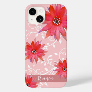 赤お洒落い花渦巻形の葉名Pinkを追加 Case-Mate iPhone 14ケース