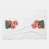 赤お洒落い花 キッチンタオル (横)