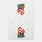 赤お洒落い花 キッチンタオル (縦)