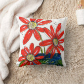 赤お洒落い花 クッション (ブランケット)