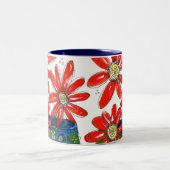 赤お洒落い花 ツートーンマグカップ (中央)