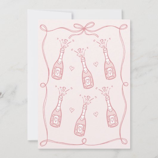 赤お洒落ちゃんシャワーの準備ができて描かれたピポップ・アートのンクの手 招待状 (裏面)