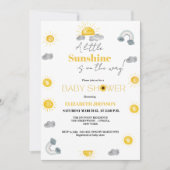 赤お洒落ちゃんシャワーの途中の小さな太陽の光 招待状 (正面)