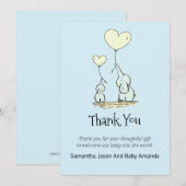 赤お洒落ちゃんシャワー |ゾウの青 サンキューカード (正面/裏面)