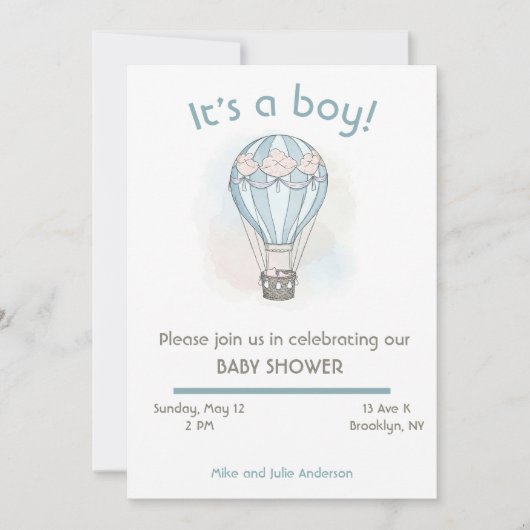 赤お洒落ちゃんシャワー 招待状 (正面)