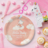 赤お洒落ちゃんシャワー、赤ちゃんガール、子猫 ペーパープレート (パーティー)