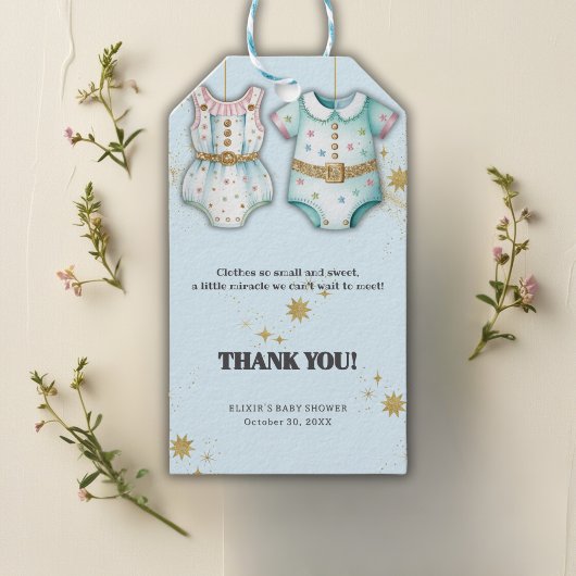 赤お洒落ちゃん服男女兼用赤ちゃんシャワー ギフトタグ