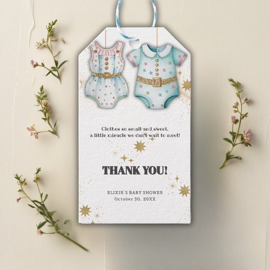 赤お洒落ちゃん服男女兼用赤ちゃんシャワー ギフトタグ