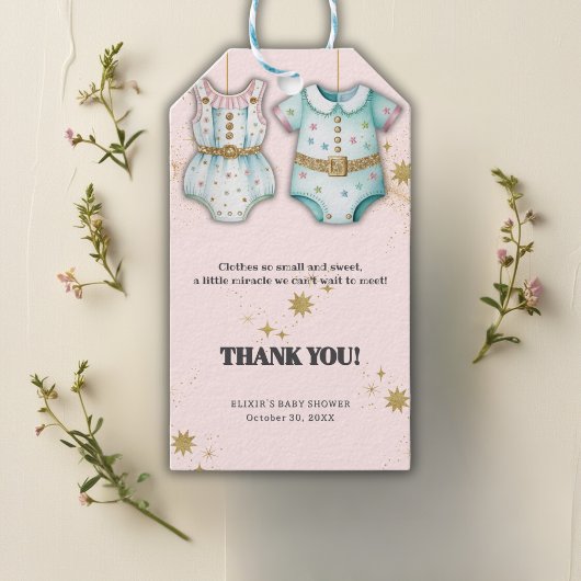 赤お洒落ちゃん服男女兼用赤ちゃんシャワー ギフトタグ