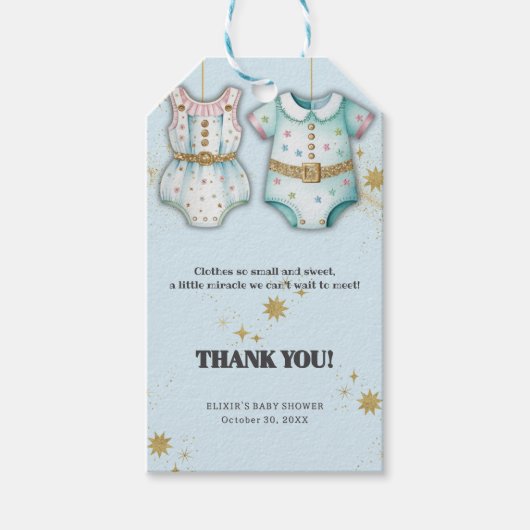 赤お洒落ちゃん服男女兼用赤ちゃんシャワー ギフトタグ (正面)