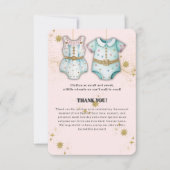 赤お洒落ちゃん服男女兼用赤ちゃんシャワー サンキューカード (正面)