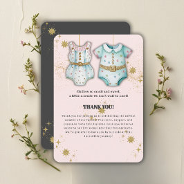 赤お洒落ちゃん服男女兼用赤ちゃんシャワー サンキューカード