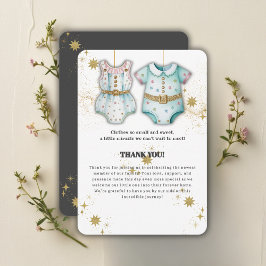 赤お洒落ちゃん服男女兼用赤ちゃんシャワー サンキューカード