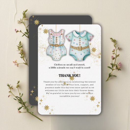 赤お洒落ちゃん服男女兼用赤ちゃんシャワー サンキューカード