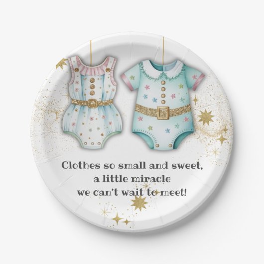 赤お洒落ちゃん服男女兼用赤ちゃんシャワー ペーパープレート (正面)