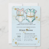 赤お洒落ちゃん服男女兼用赤ちゃんシャワー 招待状 (正面)