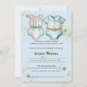 赤お洒落ちゃん服男女兼用赤ちゃんシャワー 招待状 (正面)