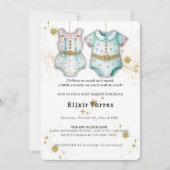 赤お洒落ちゃん服男女兼用赤ちゃんシャワー 招待状 (正面)