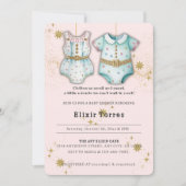 赤お洒落ちゃん服男女兼用赤ちゃんシャワー 招待状 (正面)