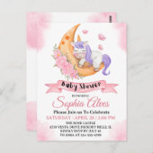 赤お洒落ちゃん用ユニコーン月の赤ちゃんシャワー ポストカード (正面/裏面)