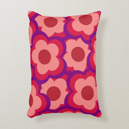 赤お洒落とピンクのフローラレトロはっきりした, 名門私立校風の アクセントクッション (正面(垂直))