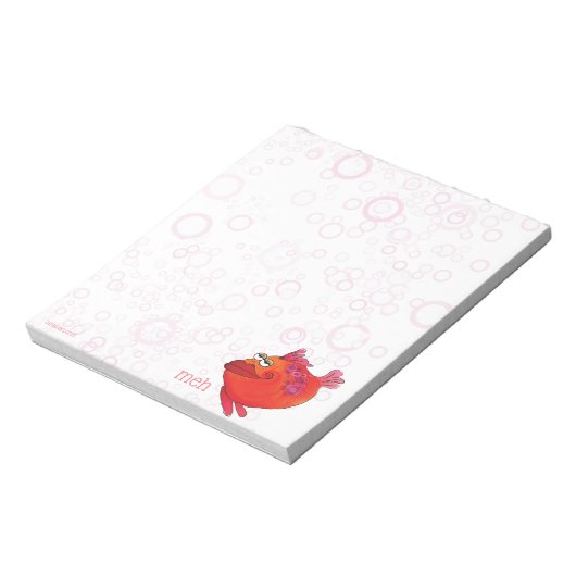 赤お洒落とピンクの魚アート ノートパッド (回転)