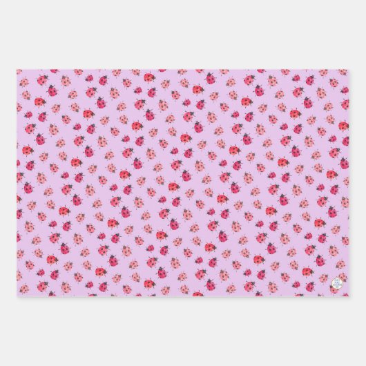 赤お洒落と黒のラディバグアートウォーター色 ラッピングペーパーシート (正面3)