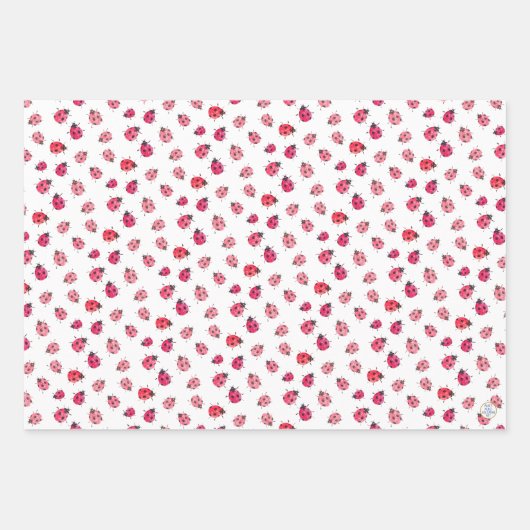 赤お洒落と黒のラディバグアートウォーター色 ラッピングペーパーシート (正面)