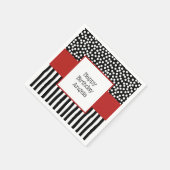 赤お洒落の白黒のパターン スタンダードカクテルナプキン (角)